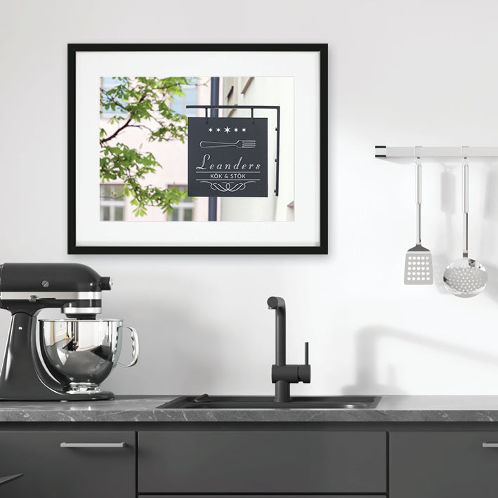 Köksdekoration, tavla med personlig text.