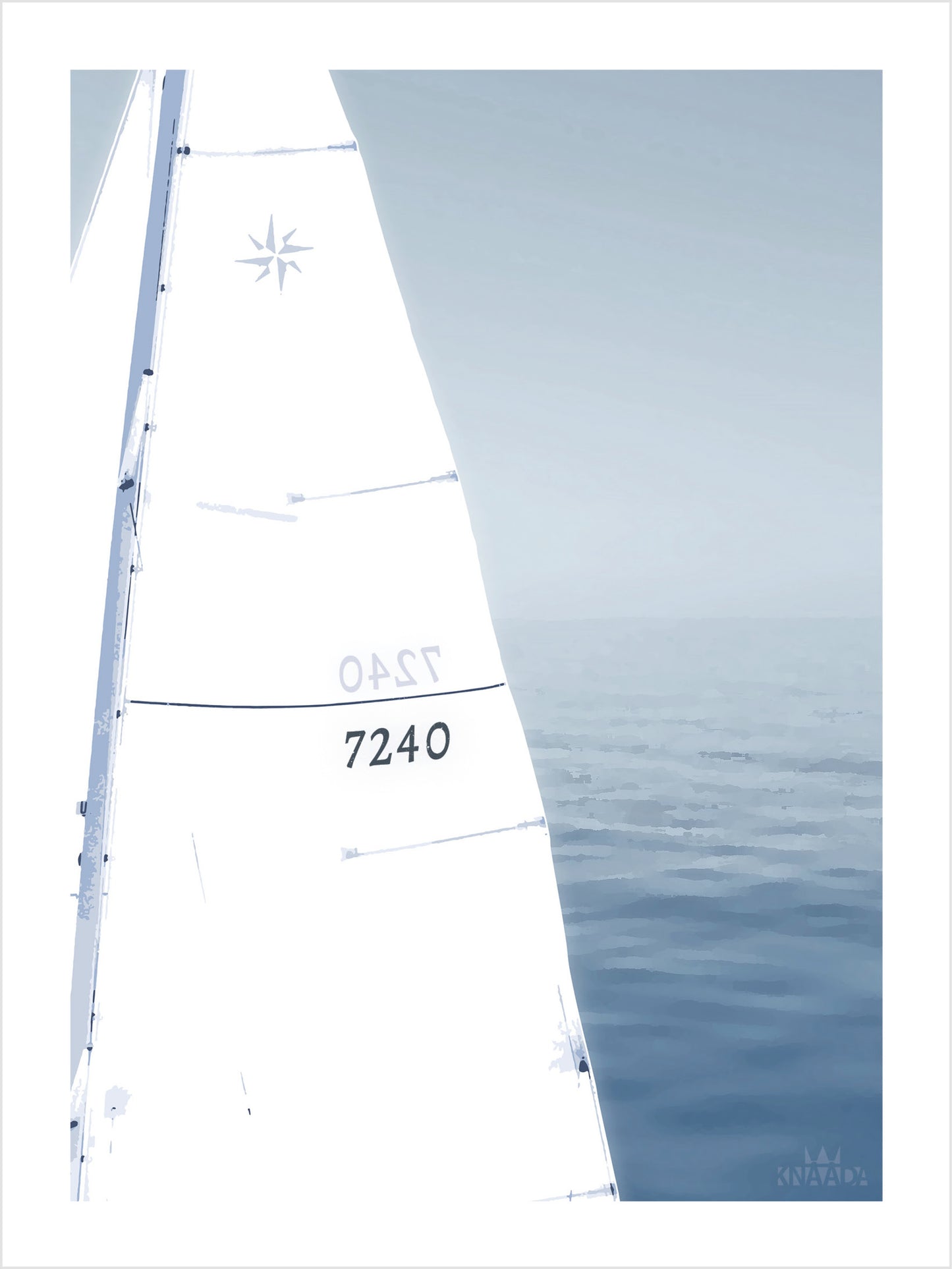 Personlig poster med havsmotiv och ett vitt segel.