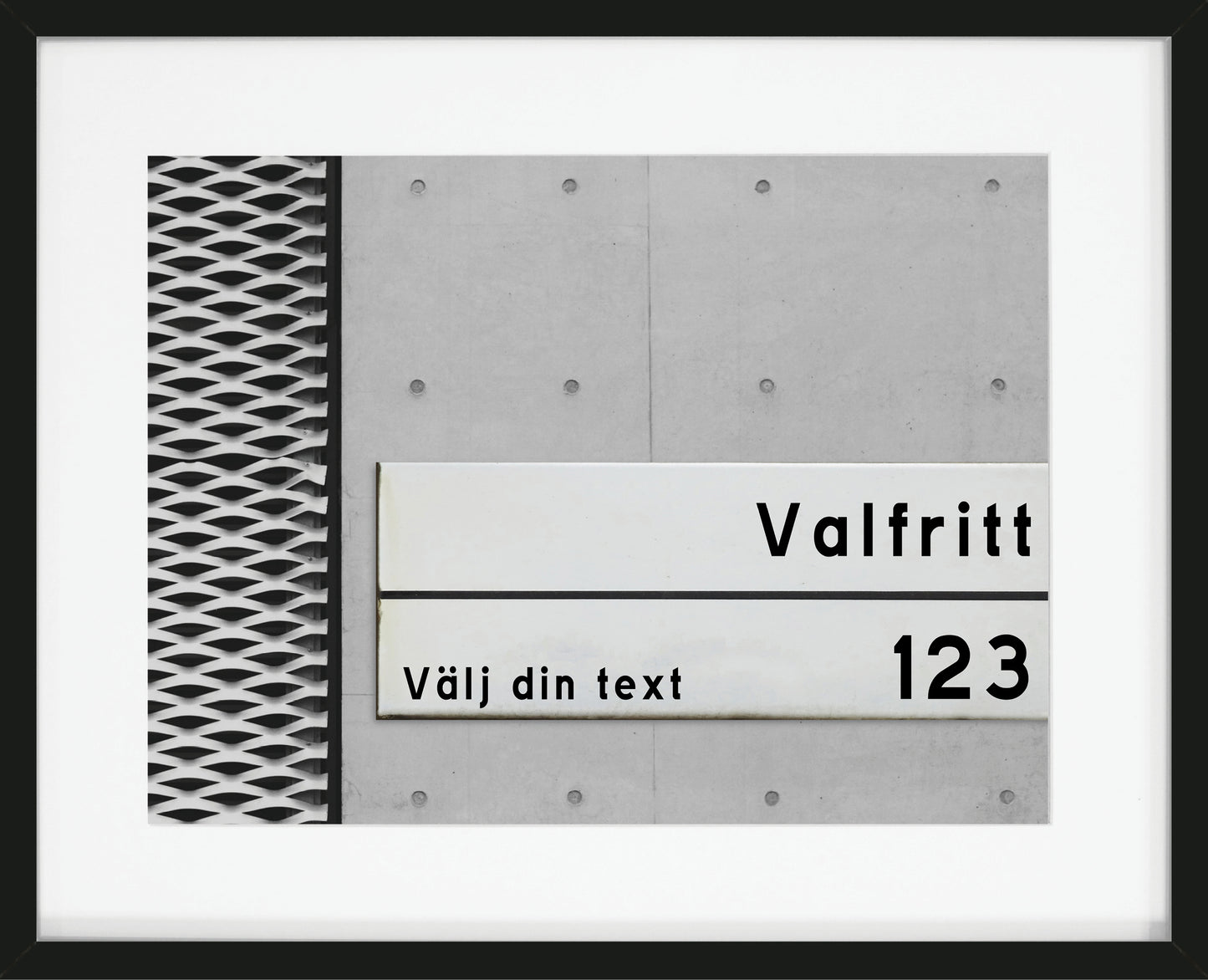 Poster där du väljer texten, motiv gatuskylt på betongvägg