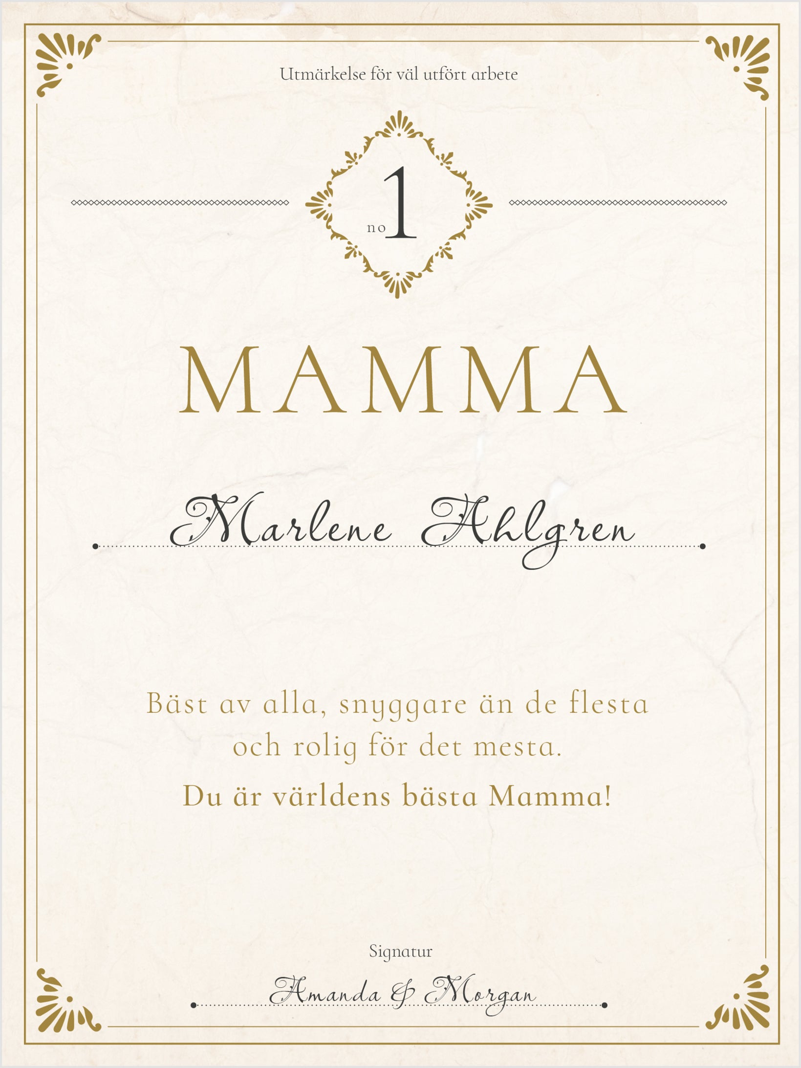 Tips på morsdagspresent – Diplom Världens bästa mamma