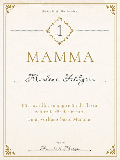 Tips på morsdagspresent – Diplom Världens bästa mamma