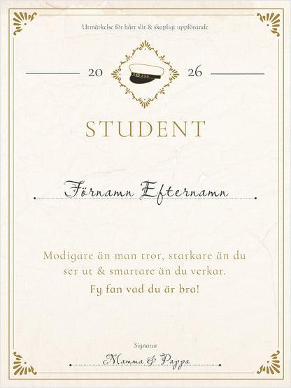 Student Diplom - Personlig Poster