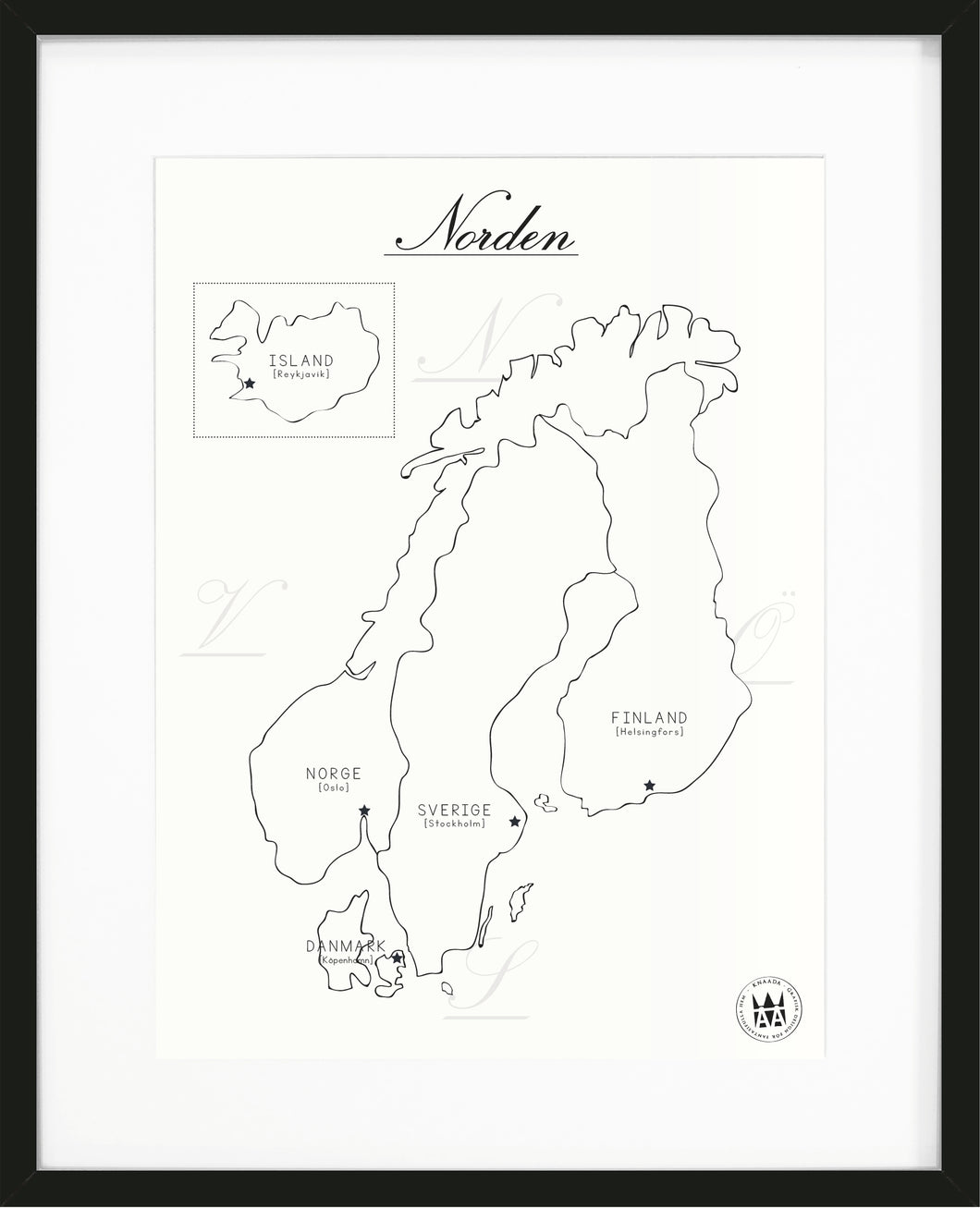 Tavla med karta av Norden