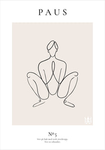 sitt på huk, stretch och balans, illustration poster